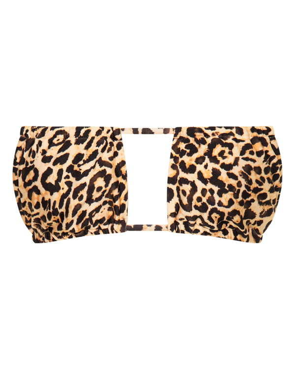 Noosa String Bikini Top - Leopard - White Sands
